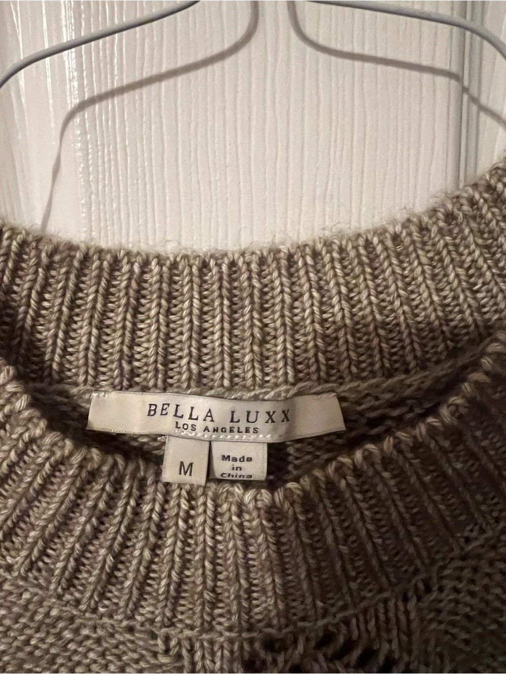 Bella Luxx Taupe Open-Knit Diamond Pattern Tank - Picture 2 of 2